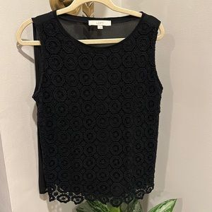 Loft crochet black sleeveless top